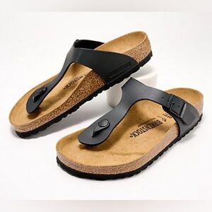 Birkenstock Gizeh Black and Tan Thong Sandals